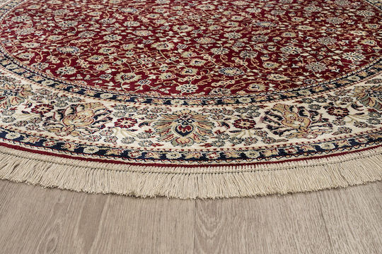 Newplan Sonia 240/301220 Teppich Rund Synthetisch,Polyester/Cotton/Leather mit Fransen Burgundisch