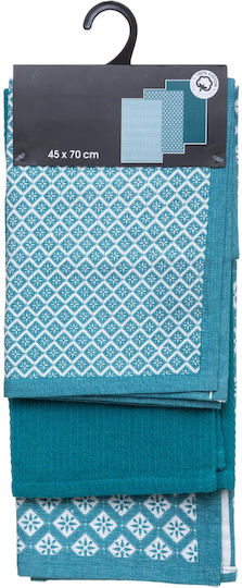 Atmosphera Geschirrtuch aus 100% Baumwolle in Blau Farbe 45x70cm 3Stück Atmosphera Geschirrtuch aus 100% Baumwolle in Blau Farbe 45x70cm 3Stück