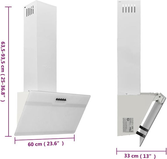 vidaXL Chimney Vent Hood 60cm White