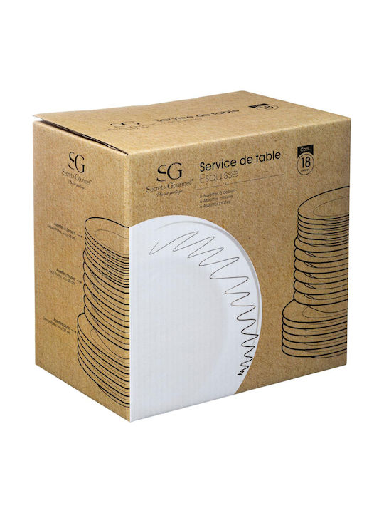 Secret de Gourmet Esquisse Alb Porțelan Set de Vase 18buc