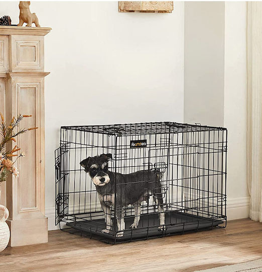 Feandrea Dog Wire Crate with 2 Doors Folding Metal 77.5x48.5x55.5cm