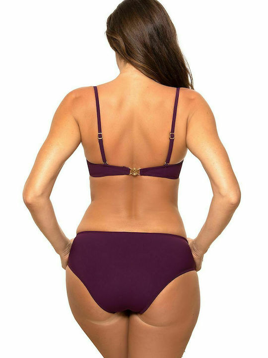 Marko Padded Bikini Set Bra & Slip Bottom with Adjustable Straps Purple