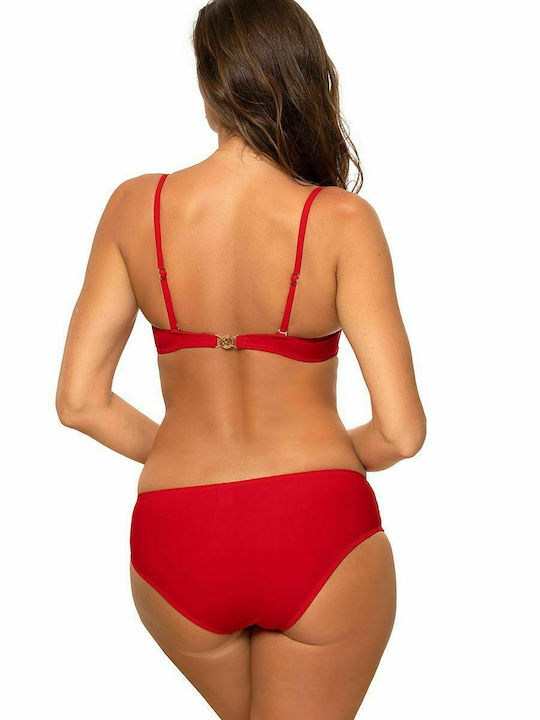 Marko Padded Bikini Set Bra & Slip Bottom with Adjustable Straps Red