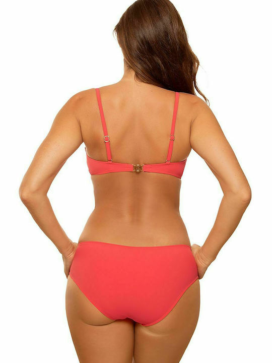 Marko Padded Bikini Set Bra & Slip Bottom with Adjustable Straps Pink