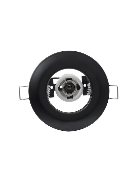 GloboStar Aliba Rund Metallisch Einbau Spot mit Fassung E14 Schwarz 9.2x9.2cm. 1Stück