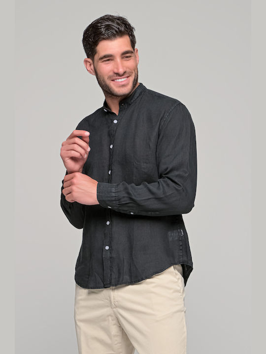 AT.P.CO. linen long sleeve shirt - Black