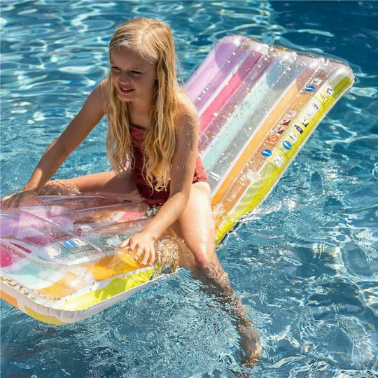 Swim Essentials Regenbogen Aufblasbare Pool-Luftmatratze mit Glitzer 180x80cm