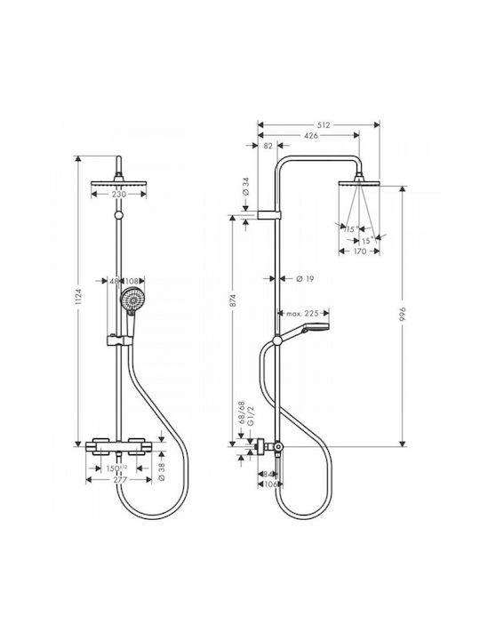 Hansgrohe Vernis Shape 112.4см Черен