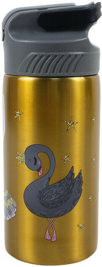 Gim Unicorn Kids Water Bottle Unicorn Plastic with Straw Gold 500ml