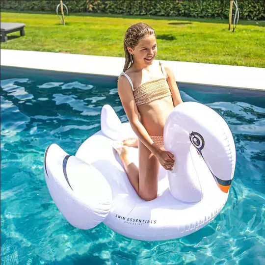Swim Essentials Swim Essentials Swan Saltea Gonflabilă Ride On De Plajă Albă 160cm