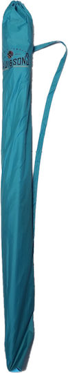 Maui & Sons Folding Aluminum Beach Umbrella Diameter 1.9m with UV Protection and Air Duct Ice Blue