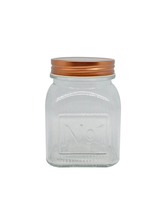 Ankor General Use Glass Jar with Lid Gold 700ml 1 Piece