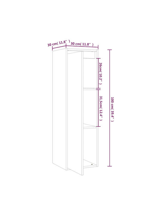 Cabinet Wall White 30x30x100cm