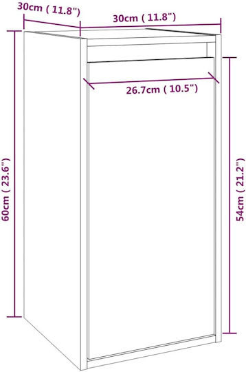 Dulap Suspendat pentru Sufragerie din Lemn Masiv Maro Miere 30x30x60 cm