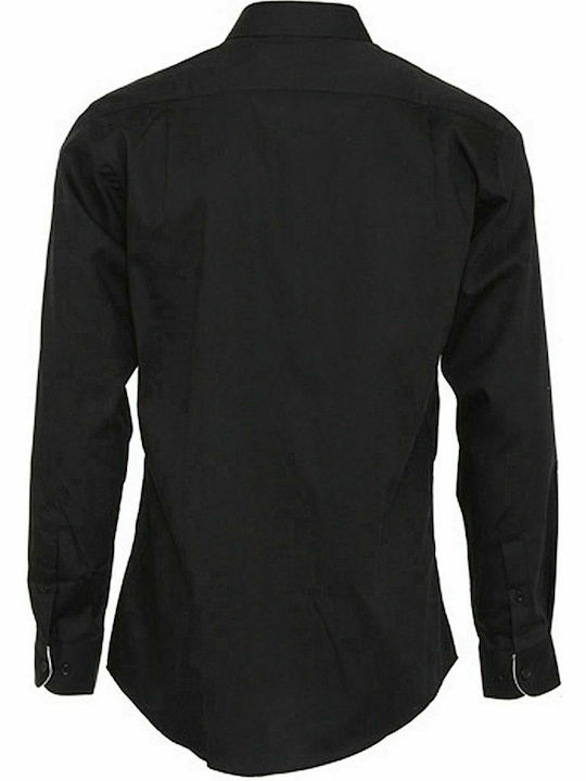 Kustom Kit Men's Shirt Long Sleeve Black/Silver