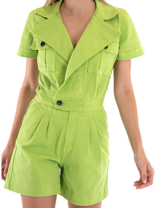 Women's Short Sleeve One-piece Shorts Lime