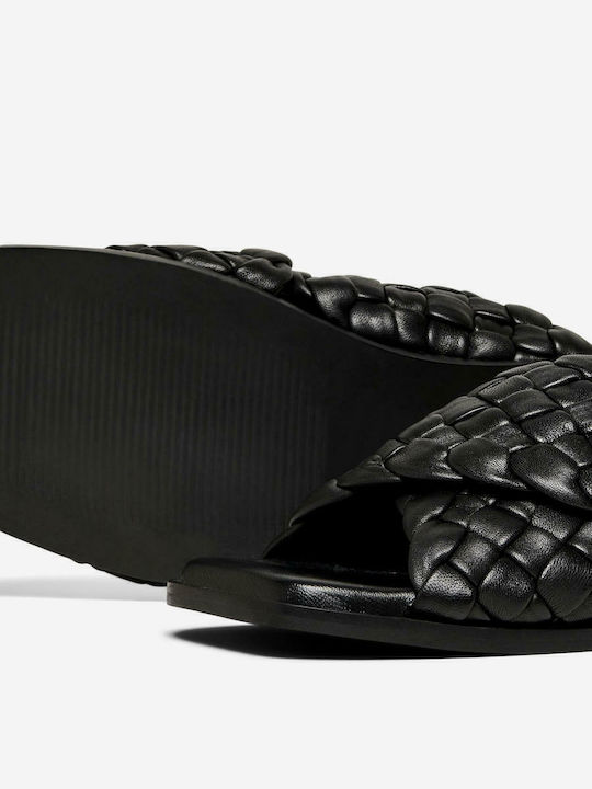 Frei1 Leder Flache Sandalen für Damen in Schwarz Farbe