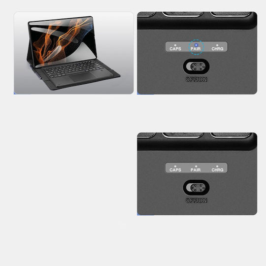 Smartcase Flip Cover Δερματίνης με Πληκτρολόγιο Μαύρο (Galaxy Tab S8 Ultra)