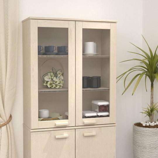 Wall Living Room Display Cabinet made of Solid Wood with Glass Honey Brown 85x35x100cm Wall Living Room Display Cabinet made of Solid Wood with Glass Honey Brown 85x35x100cm