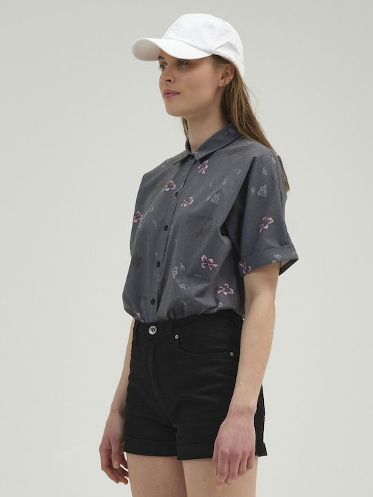 Κοντομάνικο Γυναικείο Πουκάμισο Ebony Floral