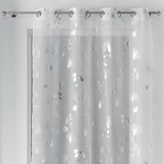 Douceur d'Intérieur L-C Bloomy Voilage cu Capse Alb 140x240 cm