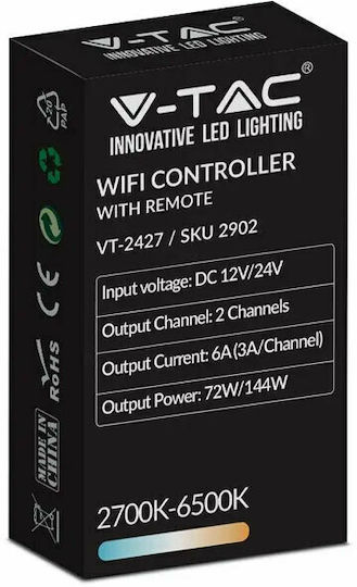 V-TAC Ασύρματο Controller για Ρυθμιζόμενο Λευκό Wi-Fi με Τηλεχειριστήριο Χειρός 2902