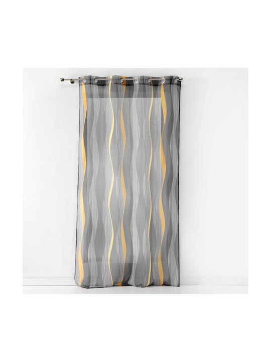 Curtain with Grommets L-C Ondulys Voilage Anthracite 140x240cm