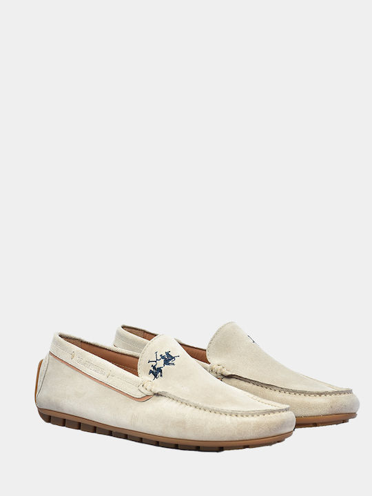 La Martina Men's Leather Moccasins Cream 3