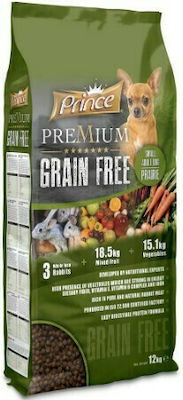 Prince Premium Grain Free Prairie 12kg Dry Food Grain Free for Adult Dogs of Small Breeds with Rabbit and Vegetables