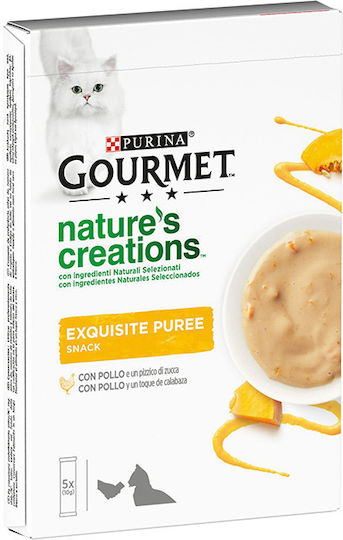 Purina Nature's Creations Puree Wet Food for Adult Cats in Pouches with Pumpkin and Chicken 5x10gr