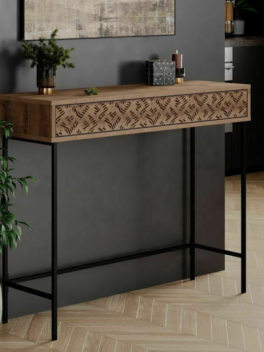 Elettra Wooden Console Table Walnut / Black L110xW35.5xH90cm