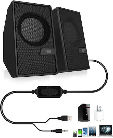 Conceptronic BJORN Ηχεία Υπολογιστή 2.0 με Bluetooth και Ισχύ 6W Μαύρα