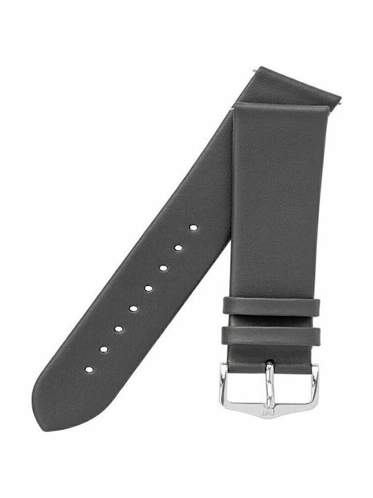 Hirsch Toronto Long Δερμάτινο Λουράκι Γκρι 22mm