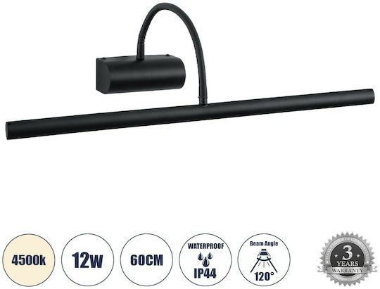 GloboStar Trois Modern Leuchte Badezimmer mit Integrierter LED und Neutralweißes Licht Schwarz 60x18cm