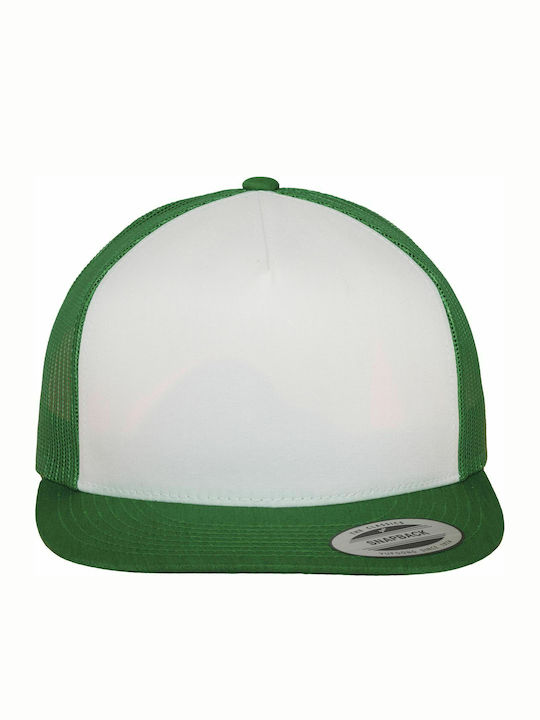 Yupoong Jockey mit Netz und geradem Schirm Kelly Green/White