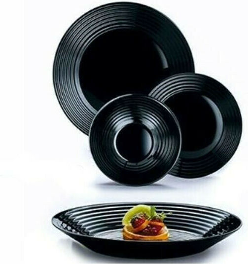 Luminarc Harena Black Glass Dinnerware Set 18pcs