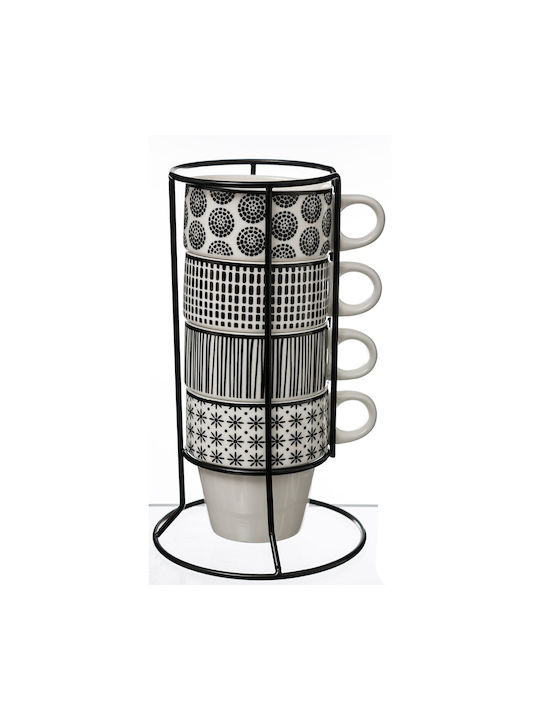 Click Set White Black Mugs On Base Ceramic White Mug 4 Pieces