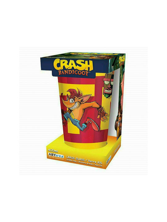 Abysse Crash Bandicoot Ποτήρι Νερού Γυάλινο Πολύχρωμο 400ml