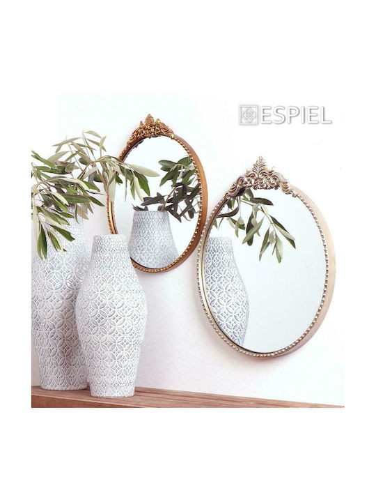 Espiel Wall Mirror with Gold Metallic Frame Diameter 40cm 1pcs