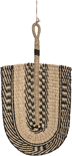 Atmosphera Wanddekoration Fächer Rush Handgefertigt Schwarzes Korbweide Material 40x60cm