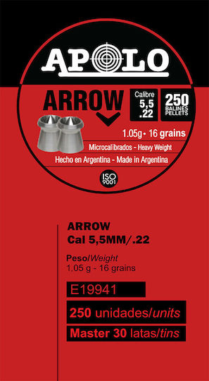 Apolo Apolo Arrow Peleți Airsoft 5.5mm 250pcs 250τμχ VAS-ARROW-55-250