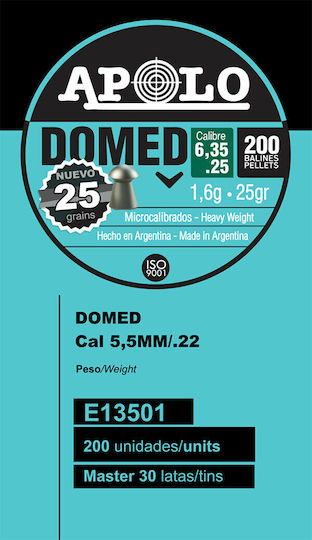 Apolo Apolo Domed Peleți Airsoft 6.35mm 200pcs 25gr 200τμχ VAS-DOMED-635-25-200