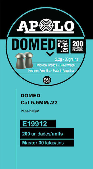Apolo Apolo Domed Пелети Аерогън 6.35mm 200pcs 33gr 200τμχ VAS-DOMED-635-33-200