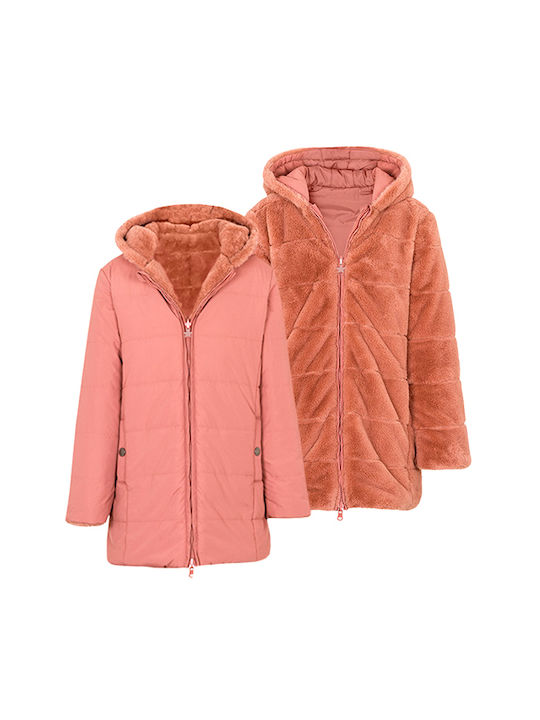 Losan Kinderjacke Lang Beidseitig mit Kapuze Rosa