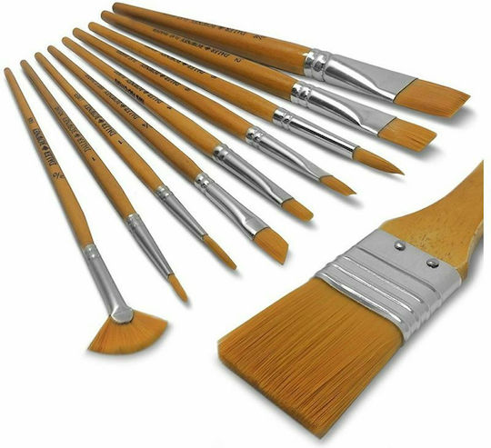 Daler Rowney Σετ Πινέλα Ζωγραφικής Daler Rowney Πλακέ και Στρογγυλά με Θήκη 10τμχ