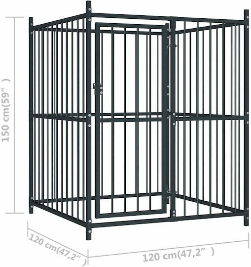 vidaXL Metallic Dog Park 150x120x120cm Black