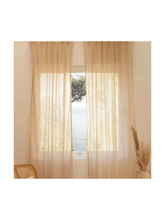 Calma House Curtain with Tab Top Xarxa Ecru 140x280cm