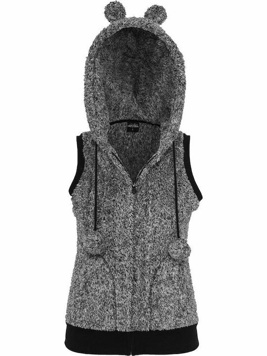 Long Women's Cardigan with Zipper Black/White