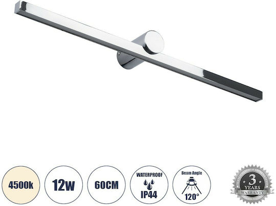 GloboStar Rosa Modern Lamp Bathroom with Integrated LED and Natural White Light Silver 15x7cm
