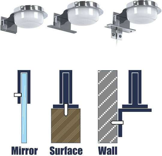 GloboStar Kiara Modern Lamp Bathroom with Integrated LED and Natural White Light Silver 13x3cm